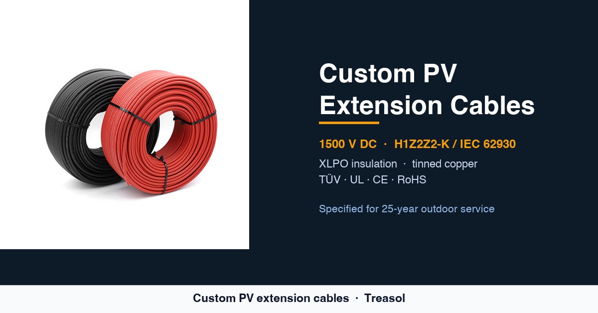 Custom PV Extension Cables: 1500V (IEC 62930)