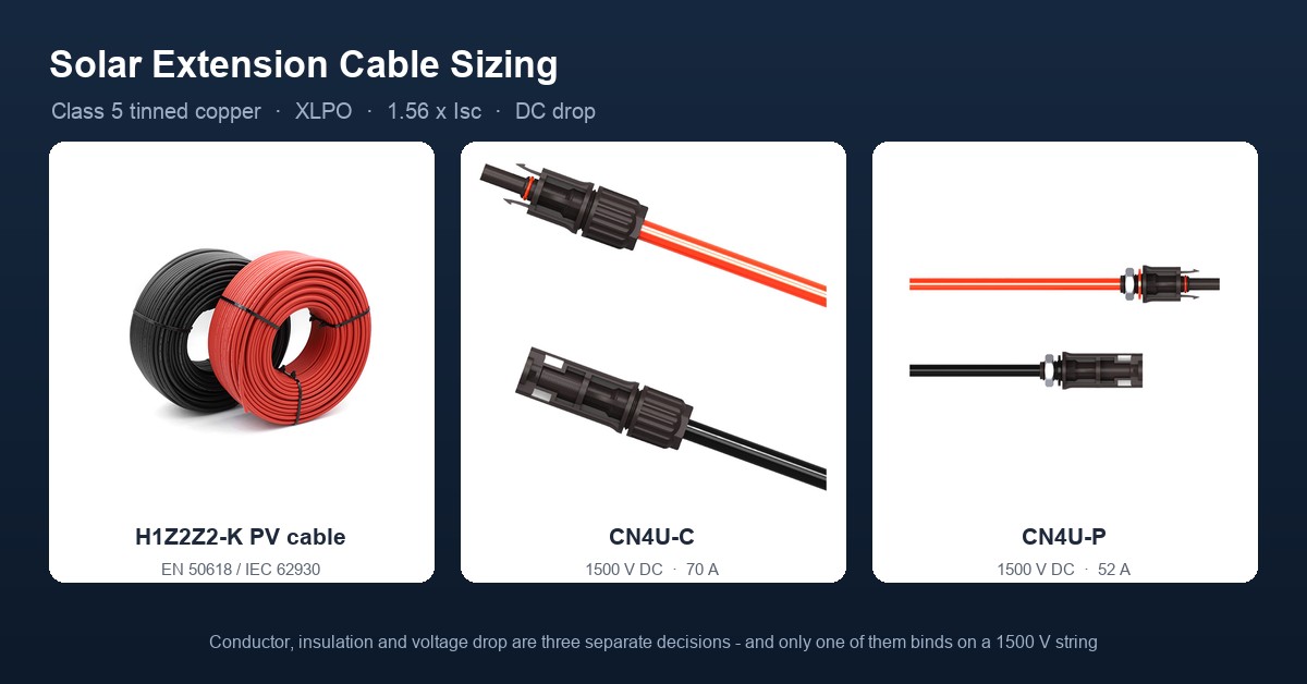 Solar Extension Cable Sizing: Conductor, XLPO Insulation and Voltage Drop (EN 50618 / IEC 62930)