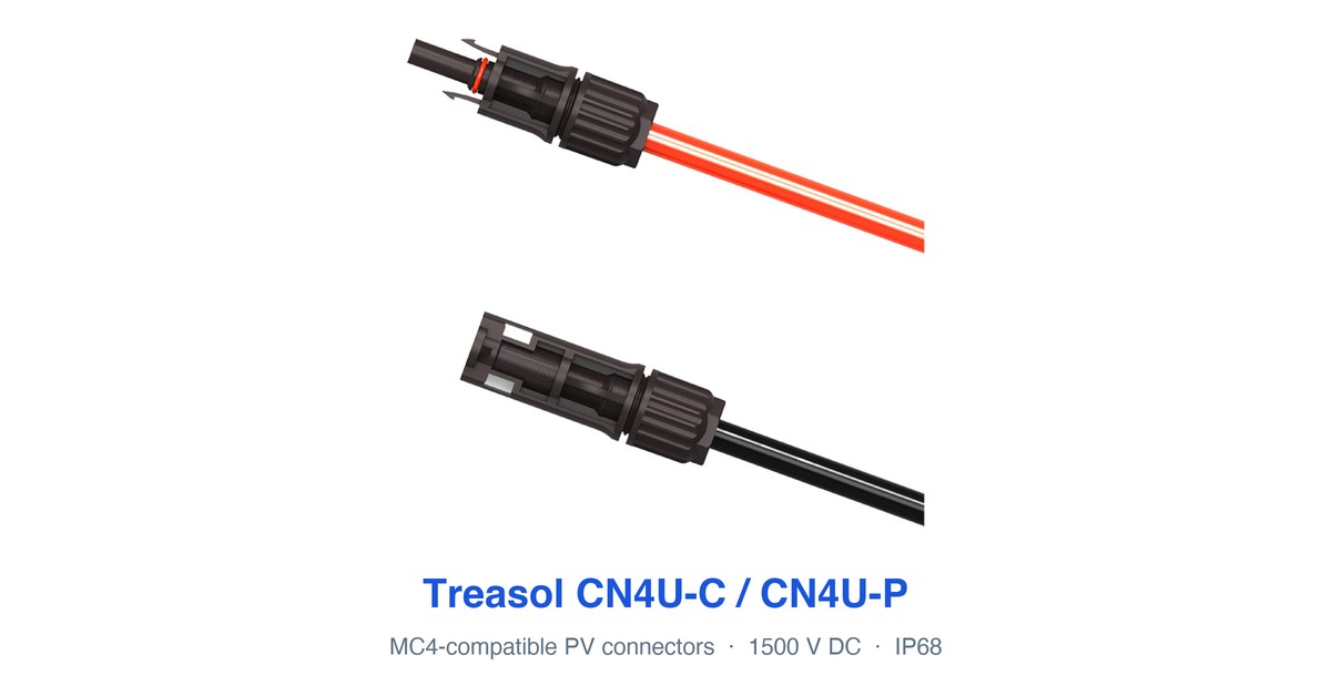 Treasol MC4-compatible CN4U-C PV cable connector 1500 V IP68